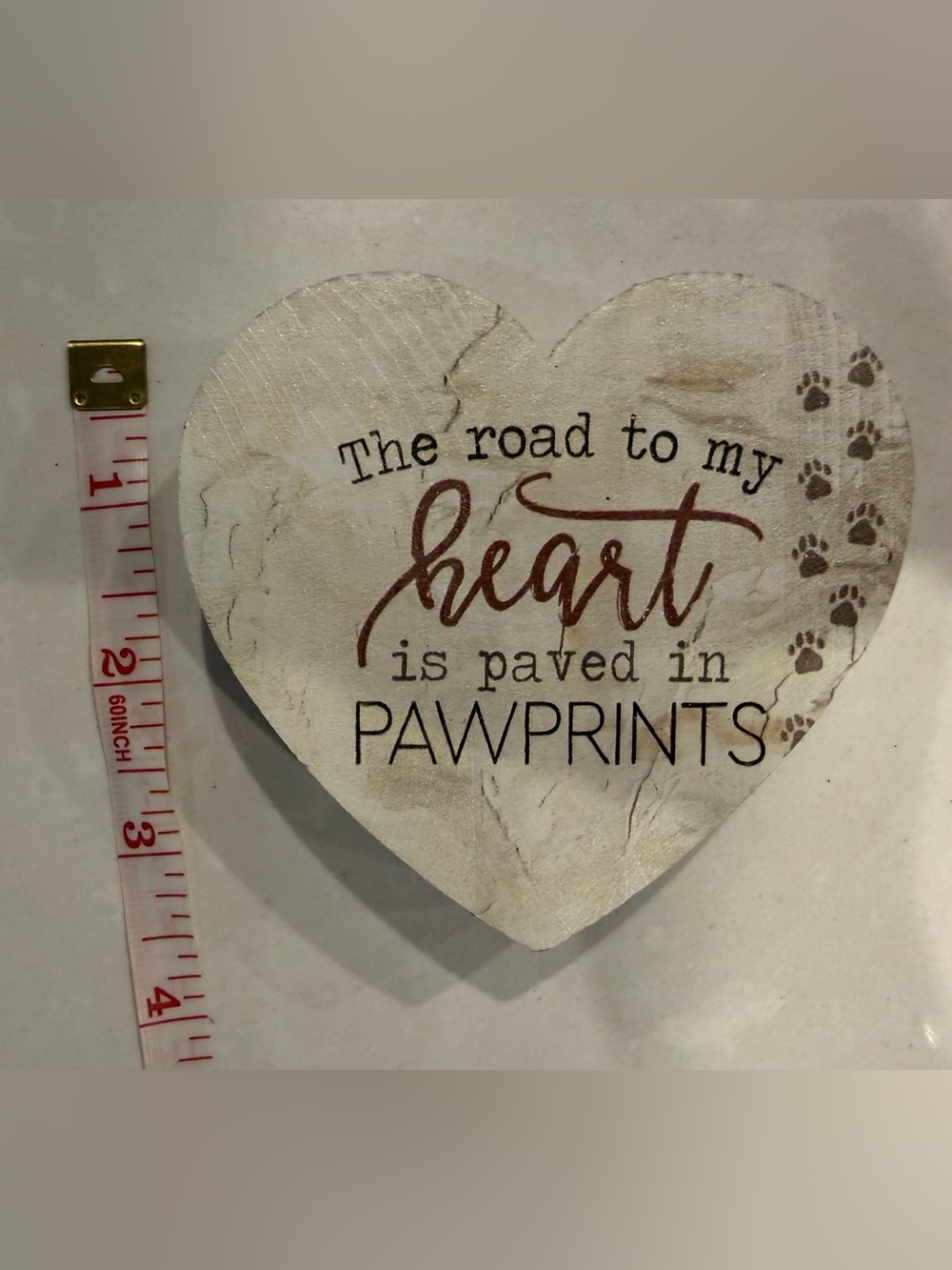 Heart-Shaped Pawprints Sign - 'The road to my heart is paved in PAWPRINTS'